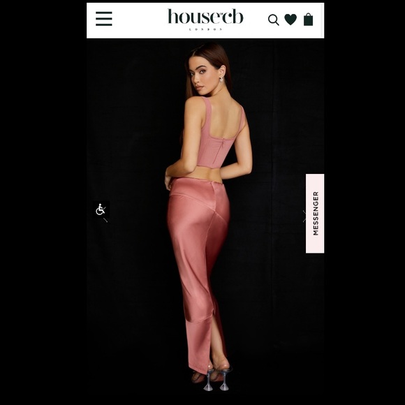 House of CB 'EDETTA' Rose Mesh Corset & ‘COLETTE’ Rose Satin Midi Skirt Set. - Picture 4 of 4